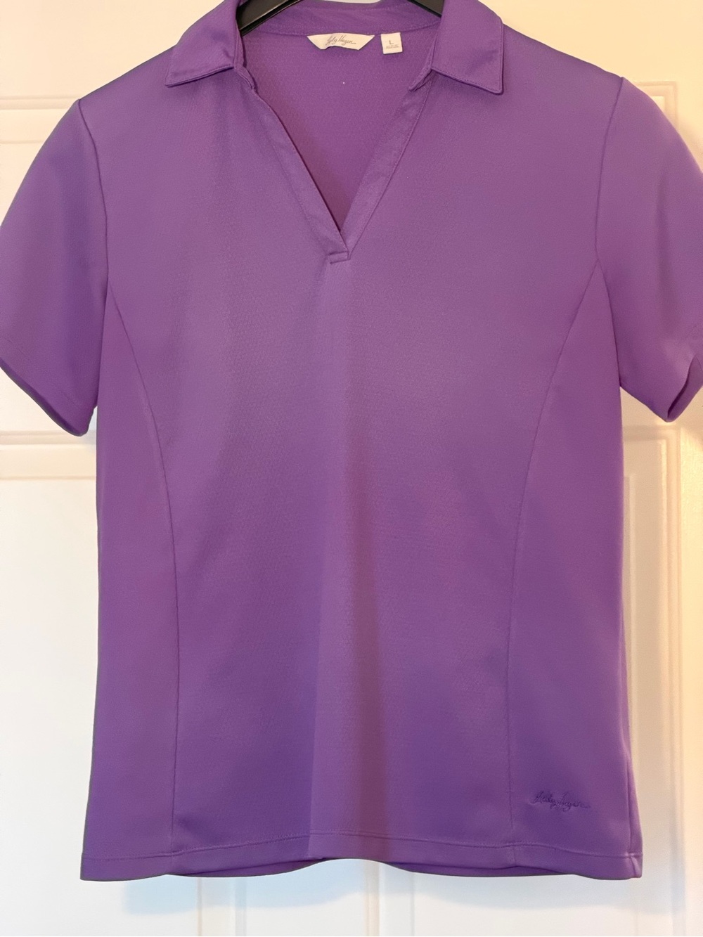 Purple Short-Sleeve Polo Top by